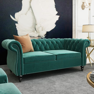 Green deals chesterfield loveseat